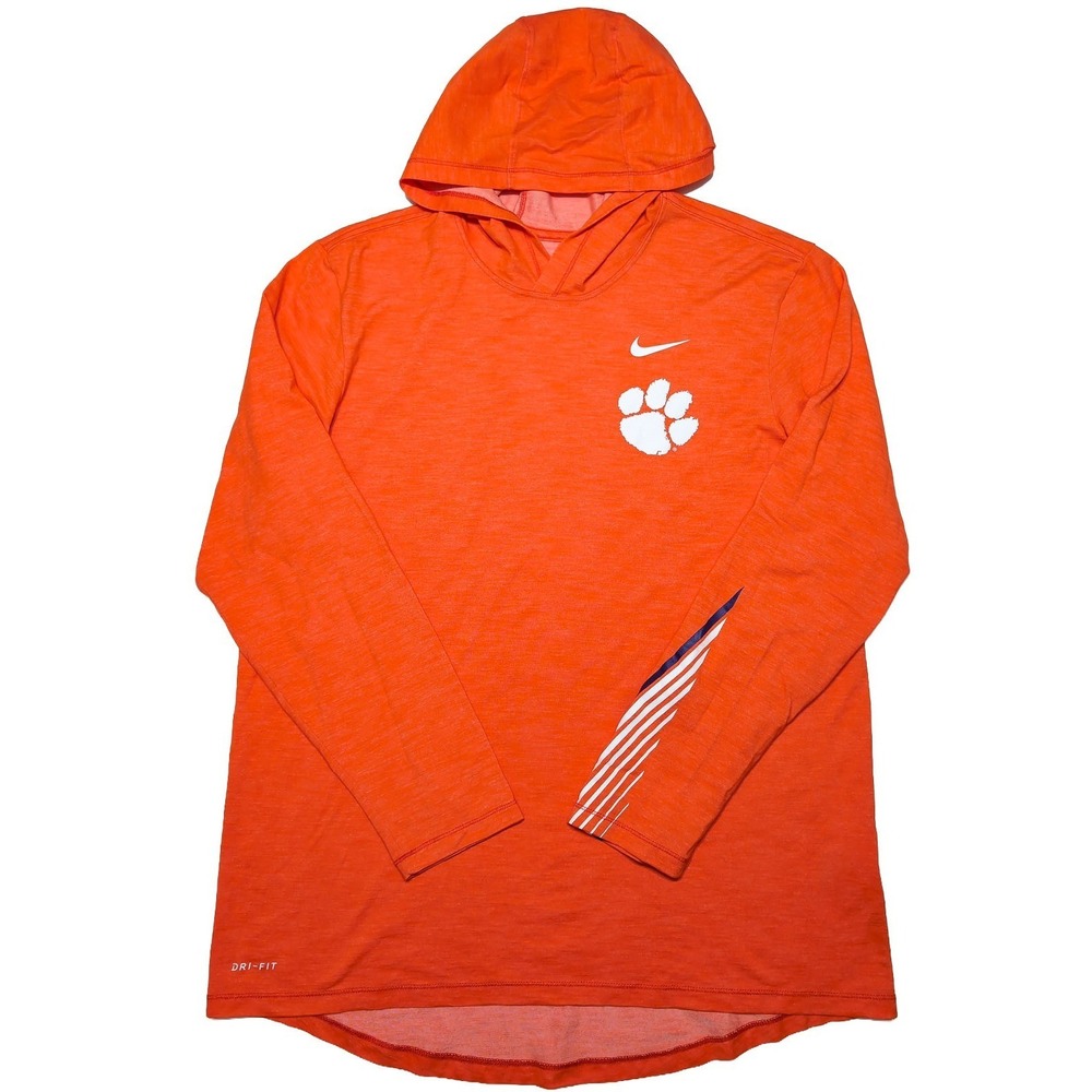 NIKE Clemson Tigers Long Sleeve Hoodie Shirt Orange Men's‎ Large L